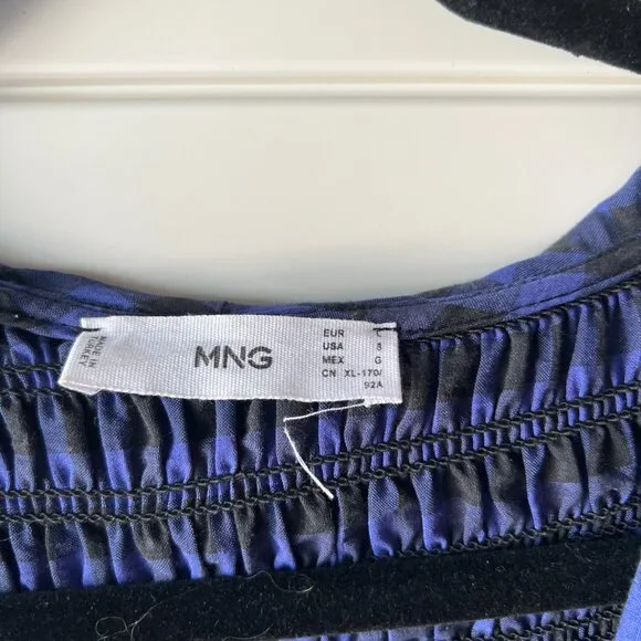MANGO Women's Check Baby Doll Neck Dress Sz 8 - Picture 5 of 7